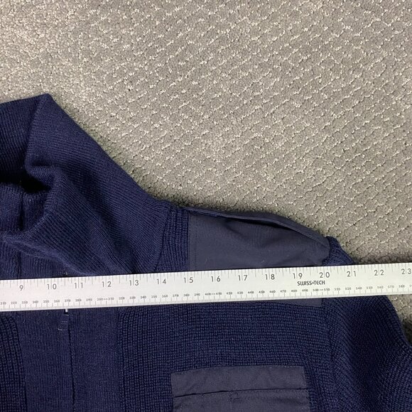 Woolyback Sweater Jacket Men's Medium Navy Blue Wool Full Zip Made in England - Picture 11 of 13